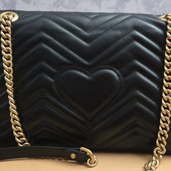 GUCCI GG Marmont Medium Matelasse Shoulder Bag Black - Picture 7 of 16